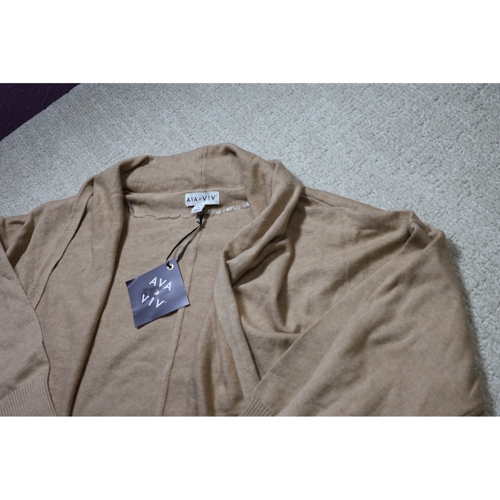 Ava & Viv Camel Heather Open Front Cardigan Sweater Plus Size 3X NWT - Picture 3 of 7